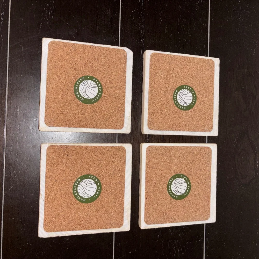 Set of 4 Par Eagle Birdie Fore |‎ Studio Vertu Handcrafted Marble Golf Coasters